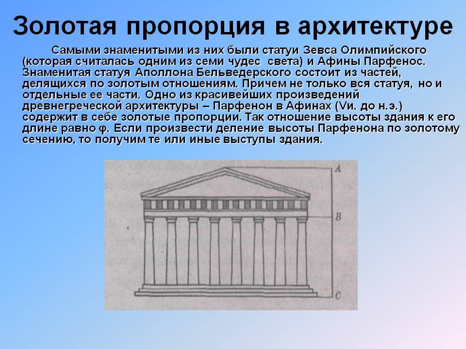 Золотое сечение в архитектуре