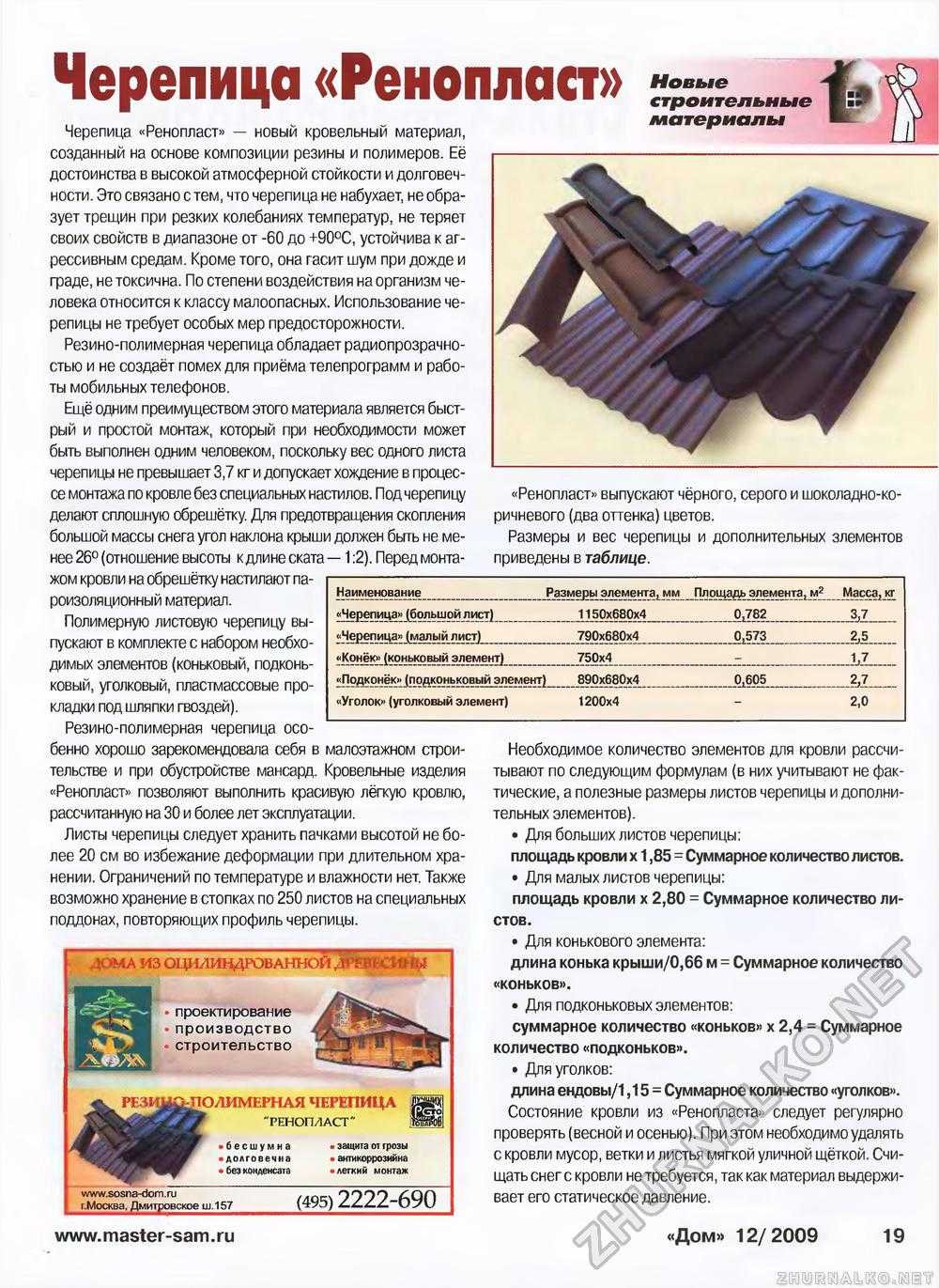 Ренопласт — высококачественная мягкая листовая черепица российской разработки