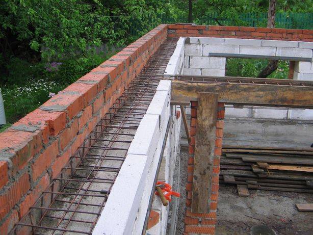 Армопояс на газобетоне из кирпича