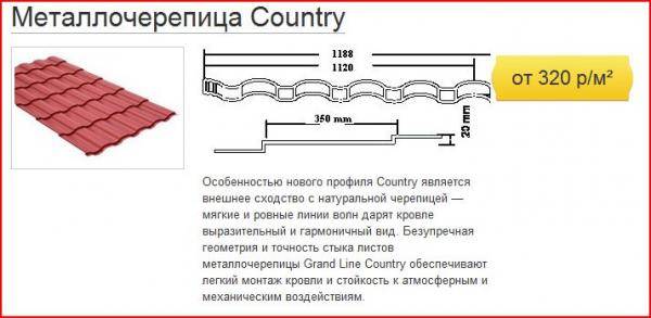 Металлочерепица кантри: особенности, рекомендации по выбору
