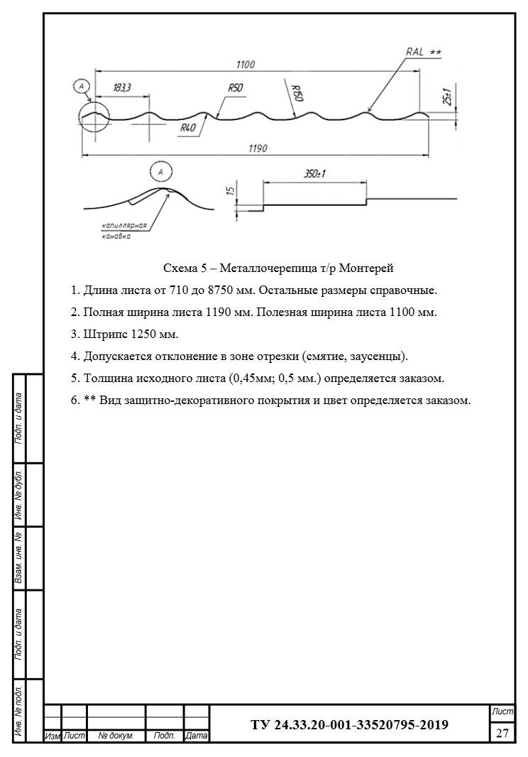 Схема монтажа металлочерепицы монтеррей