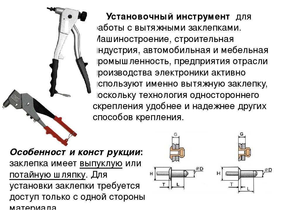 Какие бывают вытяжные заклепки и их монтаж